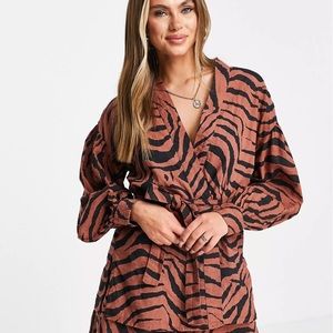 Brown Animal Print Top